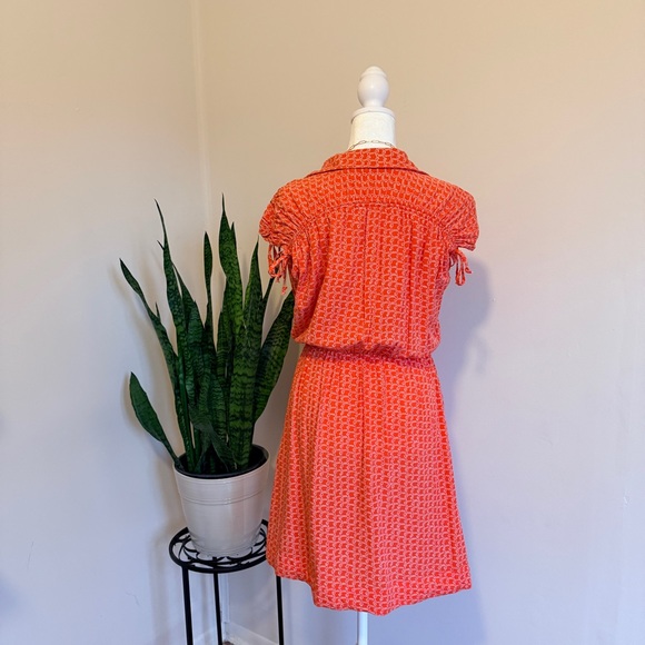 Maeve | Coral Red Patterned Midi Dress - Picture 3 of 10